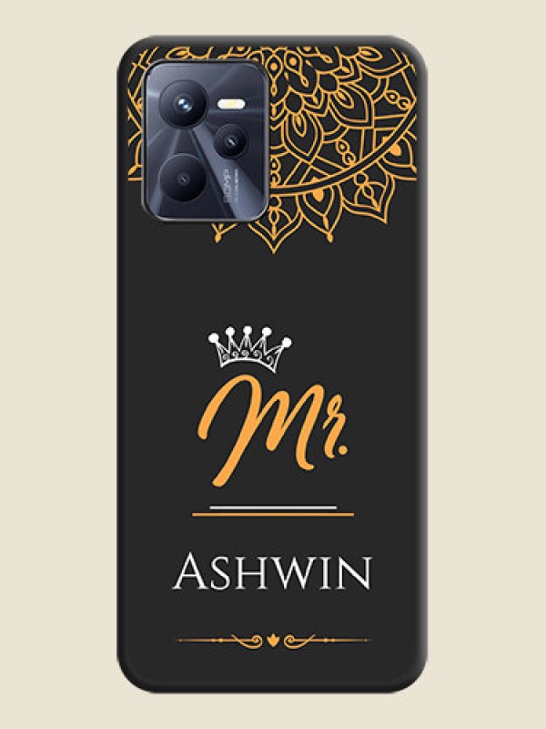 Custom Mr Name with Floral Design  on Personalised Space Black Soft Matte Cases - Realme C35