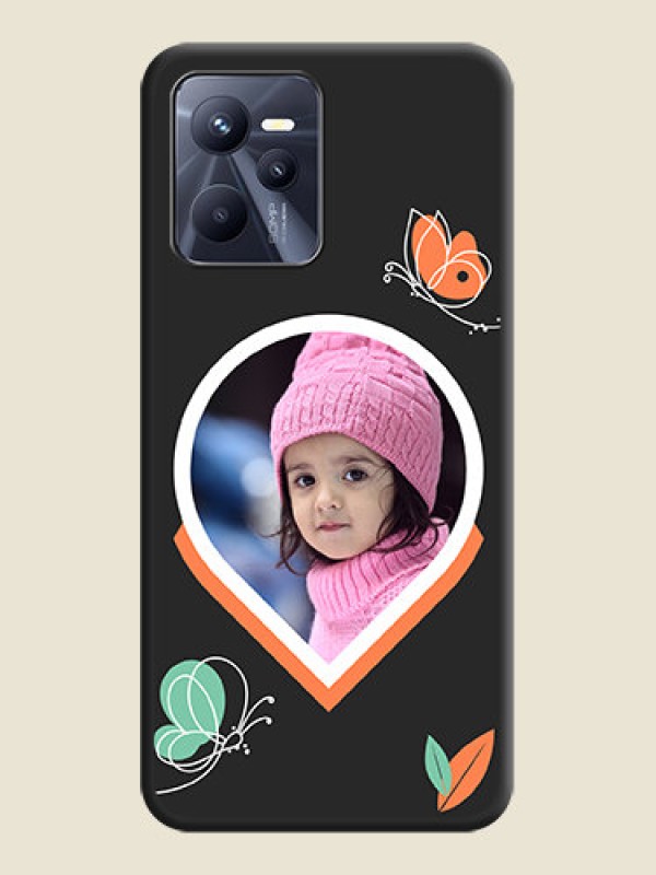 Custom Upload Pic With Simple Butterly Design On Space Black Personalized Soft Matte Phone Covers -Realme C35