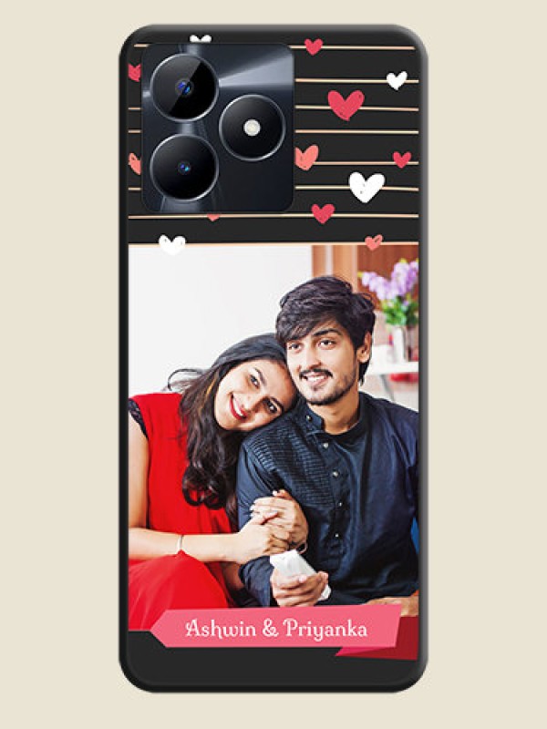 Custom Love Pattern with Name on Pink Ribbon - Photo on Space Black Soft Matte Back Cover - Realme C31
