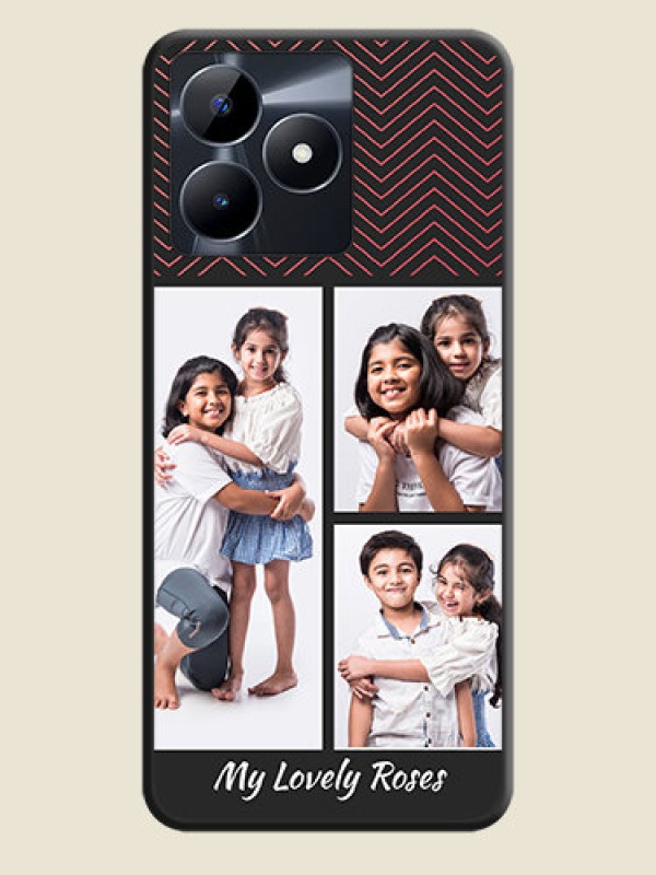 Custom Wave Pattern with 3 Image Holder on Space Black Custom Soft Matte Back Cover - Realme C53