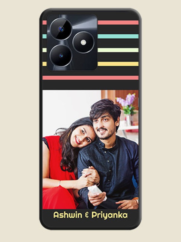 Custom Color Stripes with Photo and Text - Photo on Space Black Soft Matte Mobile Case - Realme C53