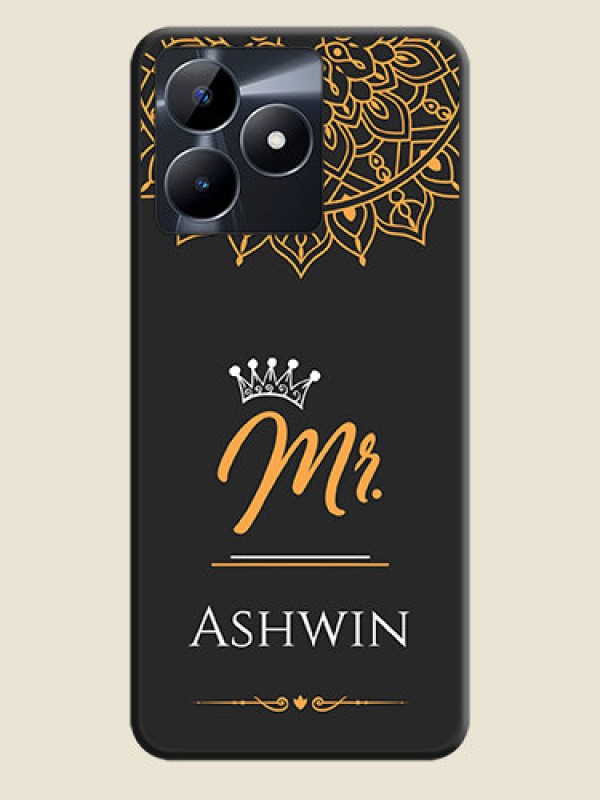 Custom Mr Name with Floral Design on Personalised Space Black Soft Matte Cases - Realme C53