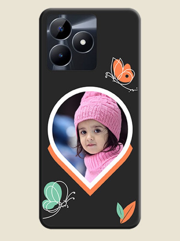 Custom Upload Pic With Simple Butterly Design On Space Black Personalized Soft Matte Phone Covers - Realme C53