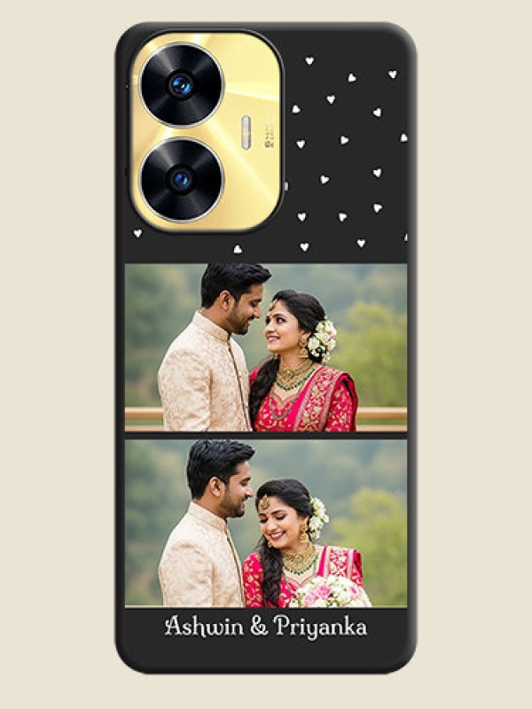 Custom Miniature Love Symbols with Name on Space Black Custom Soft Matte Back Cover - Realme C55