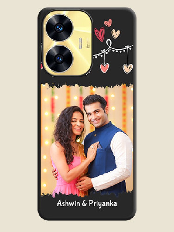 Custom Pink Love Hangings with Name on Space Black Custom Soft Matte Phone Cases - Realme C55