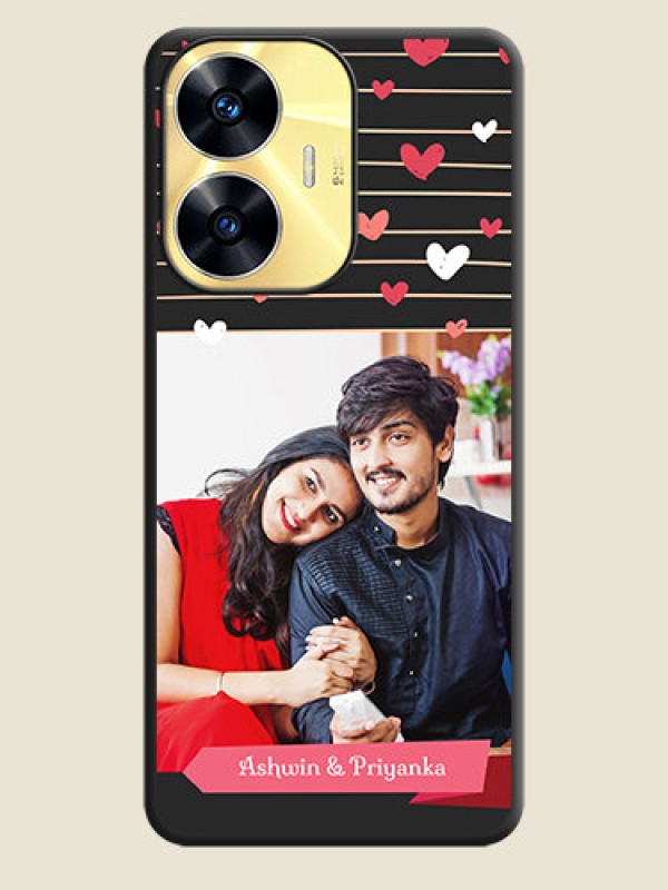 Custom Love Pattern with Name on Pink Ribbon  on Photo on Space Black Soft Matte Back Cover - Realme C55