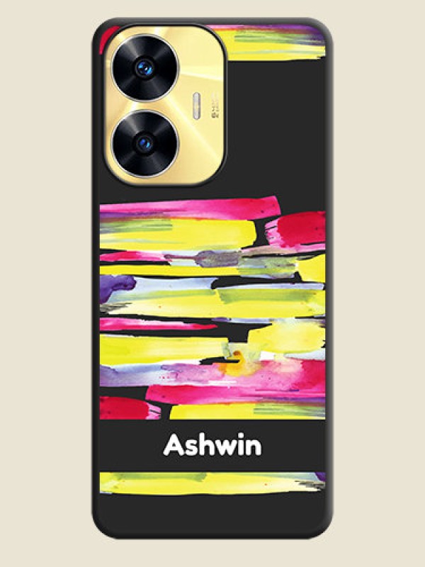 Custom Brush Coloured on Space Black Personalized Soft Matte Phone Covers - Realme C55