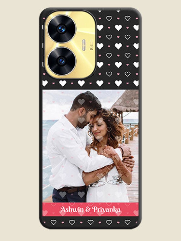 Custom White Color Love Symbols with Text Design on Photo on Space Black Soft Matte Phone Cover - Realme C55