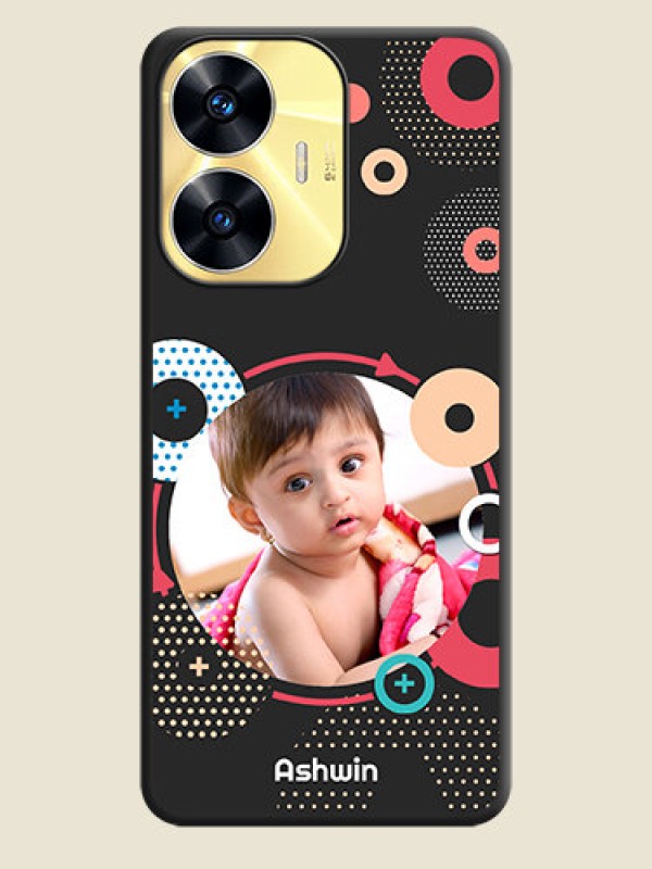 Custom Multicoloured Round Image on Personalised Space Black Soft Matte Cases - Realme C55