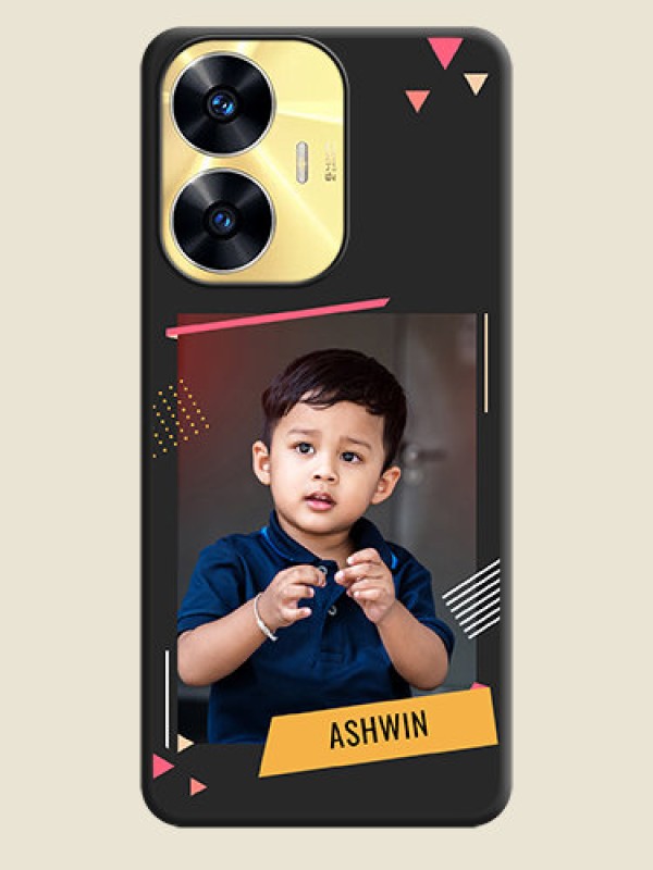Custom Photo Frame with Triangle Small Dots on Photo on Space Black Soft Matte Back Cover - Realme C55