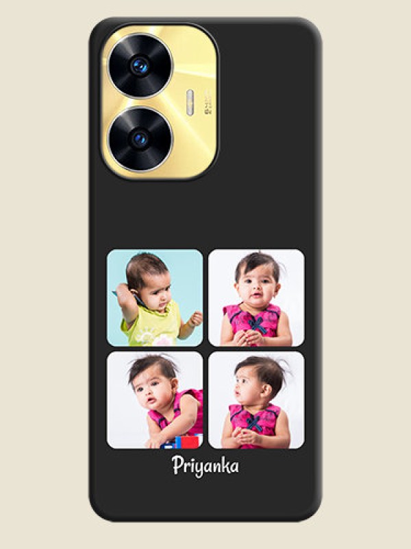 Custom Floral Art with 6 Image Holder on Photo on Space Black Soft Matte Mobile Case - Realme C55