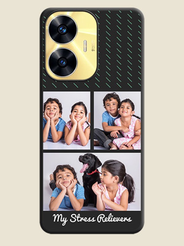 Custom Cross Dotted Pattern with 2 Image Holder  on Personalised Space Black Soft Matte Cases - Realme C55