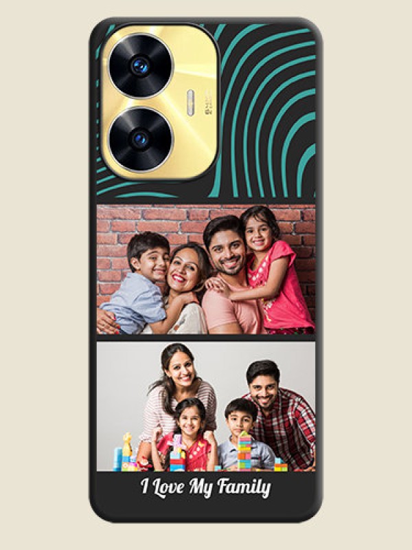 Custom Wave Pattern with 2 Image Holder on Space Black Personalized Soft Matte Phone Covers - Realme C55