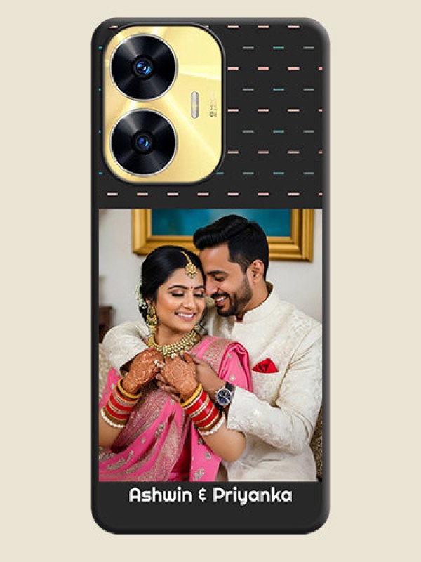 Custom Line Pattern Design with Text on Space Black Custom Soft Matte Phone Back Cover - Realme C55