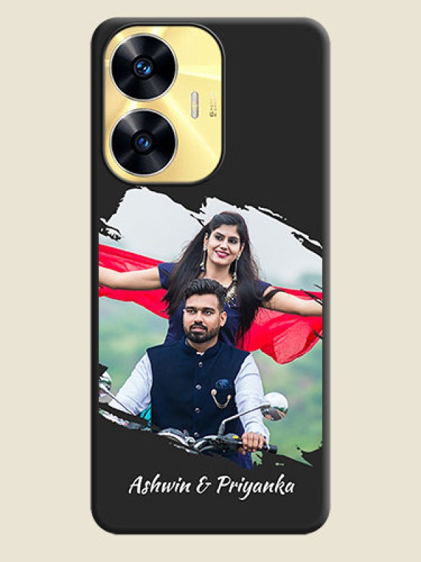 Custom Grunge Brush Strokes on Photo on Space Black Soft Matte Back Cover - Realme C55