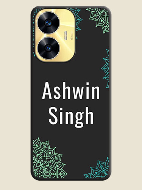 Custom Your Name with Floral Design on Space Black Custom Soft Matte Back Cover - Realme C55