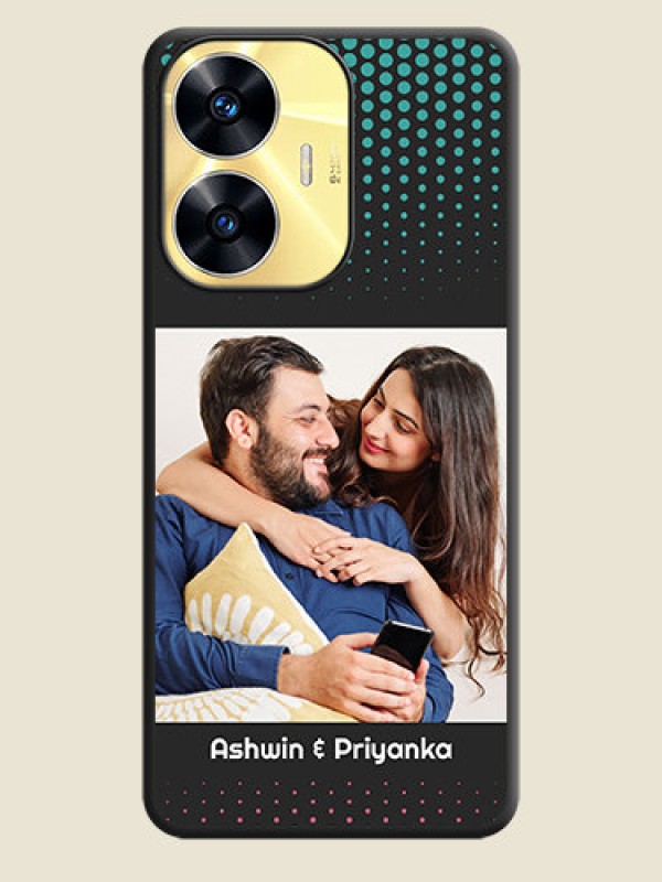 Custom Faded Dots with Grunge Photo Frame and Text on Space Black Custom Soft Matte Phone Cases - Realme C55