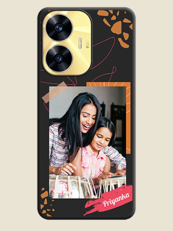Custom Orange Photo Frame on Space Black Custom Soft Matte Phone Back Cover - Realme C55