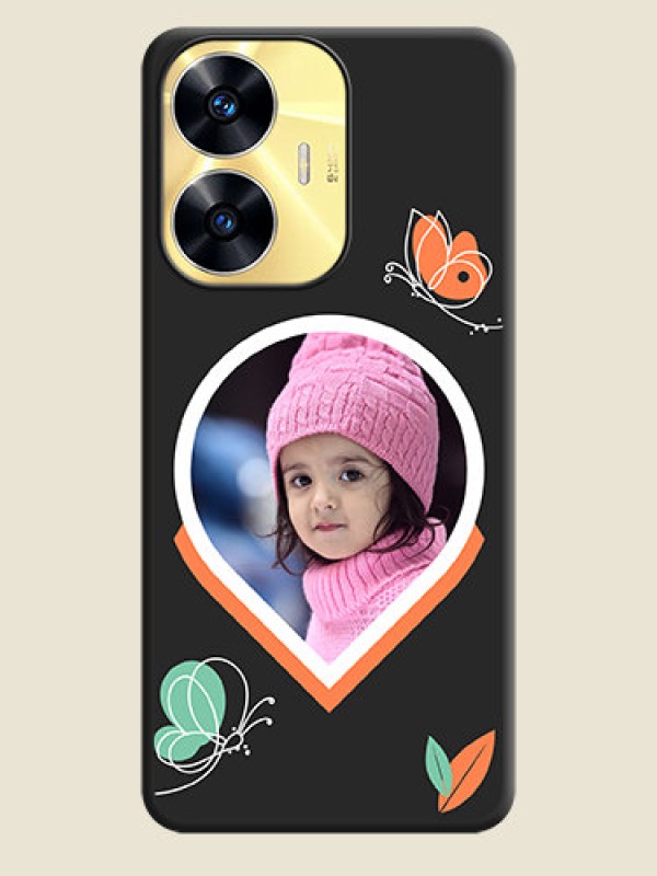 Custom Upload Pic With Simple Butterly Design On Space Black Personalized Soft Matte Phone Covers -Realme C55