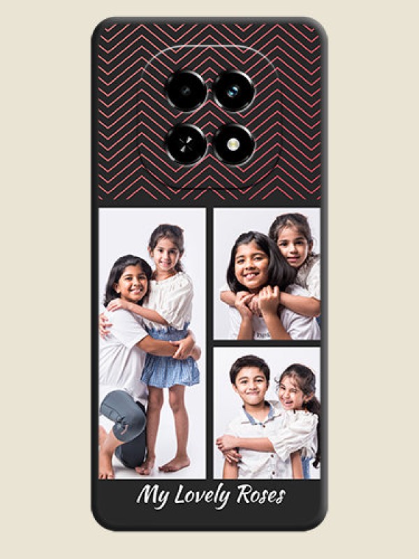Custom Wave Pattern with 3 Image Holder On Space Black Custom Soft Matte Mobile Back Cover - Realme C63 5G