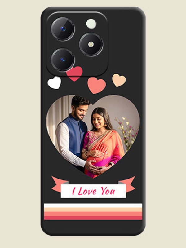 Custom Love Shaped Photo with Colorful Stripes On Space Black Custom Soft Matte Mobile Back Cover - Realme C63