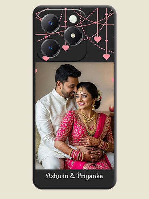 Custom Pink Love Hangings with Text On Space Black Custom Soft Matte Mobile Back Cover - Realme C63
