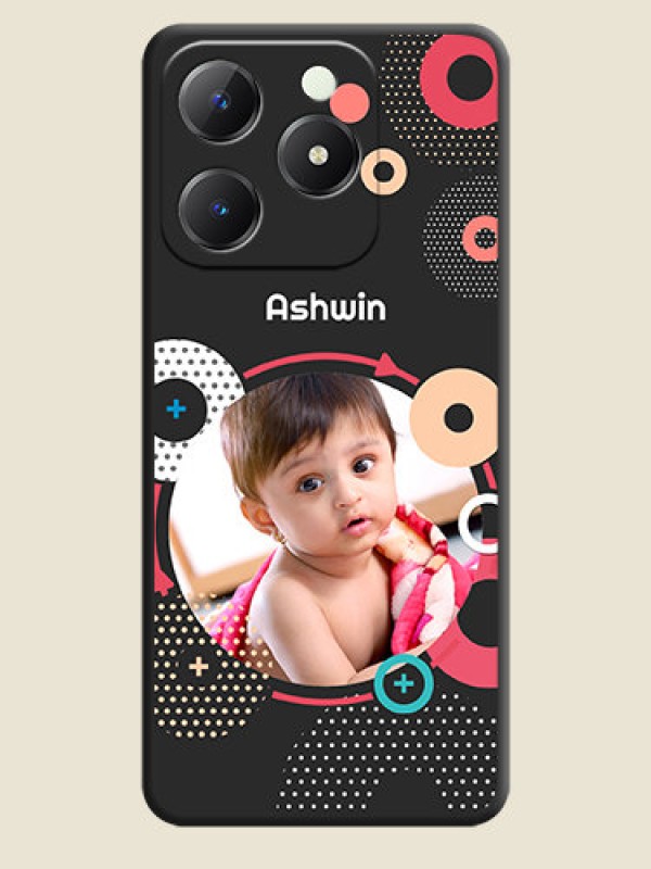 Custom Multicoloured Round Image On Space Black Custom Soft Matte Mobile Back Cover - Realme C63