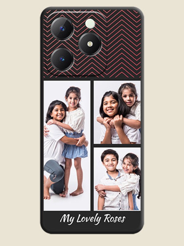 Custom Wave Pattern with 3 Image Holder On Space Black Custom Soft Matte Mobile Back Cover - Realme C63