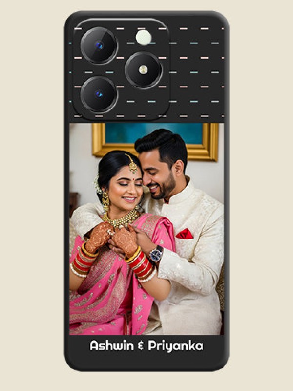 Custom Line Pattern Design with Text On Space Black Custom Soft Matte Mobile Back Cover - Realme C63