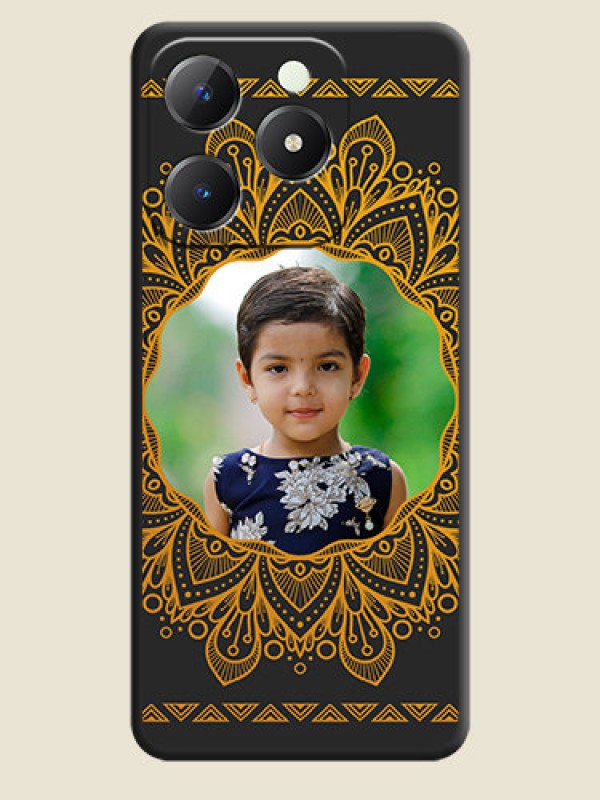 Custom Round Image with Floral Design On Space Black Custom Soft Matte Mobile Back Cover - Realme C63