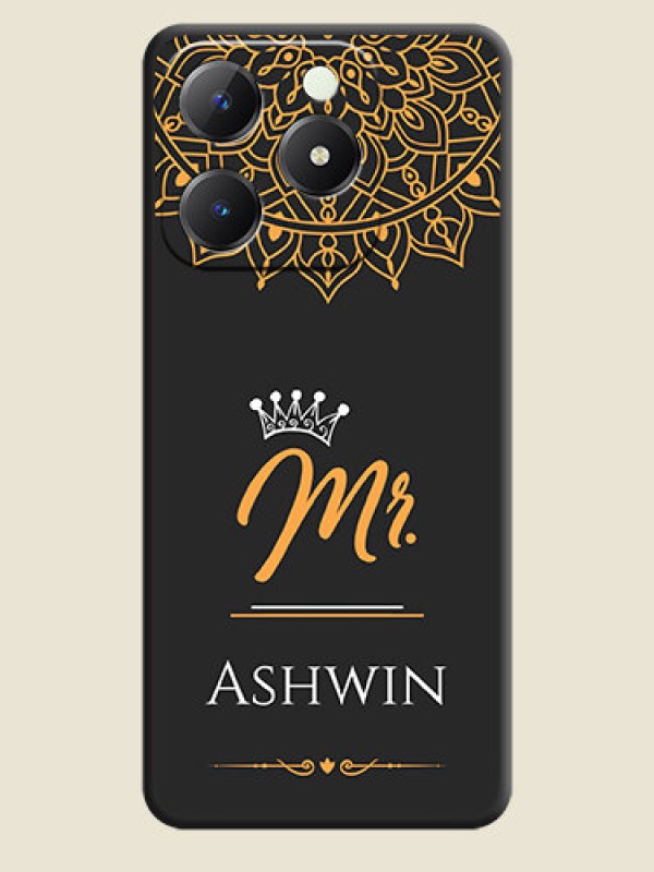 Custom Mr Name with Floral Design On Space Black Custom Soft Matte Mobile Back Cover - Realme C63