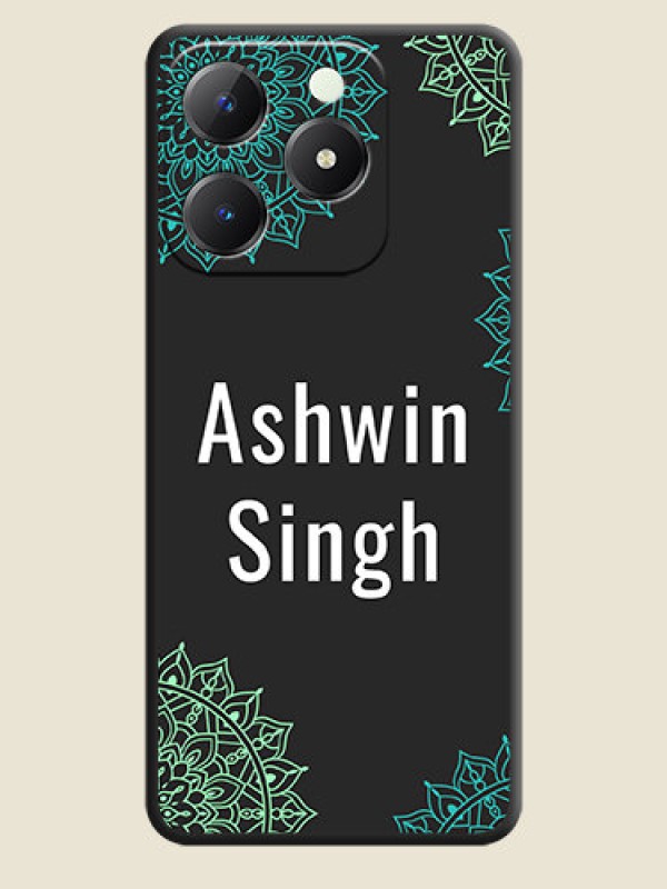 Custom Your Name with Floral Design On Space Black Custom Soft Matte Mobile Back Cover - Realme C63