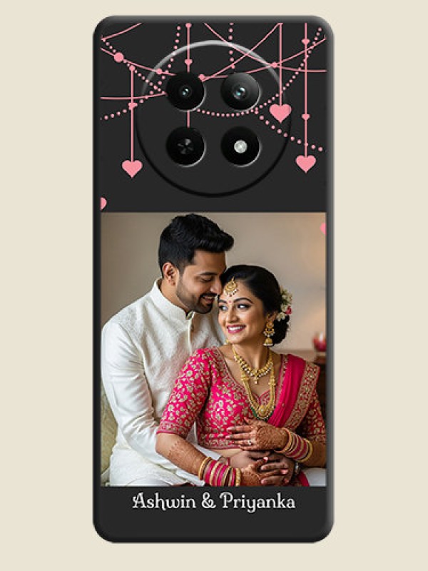 Custom Pink Love Hangings with Text on Space Black Custom Soft Matte Back Cover - Realme C65 5G