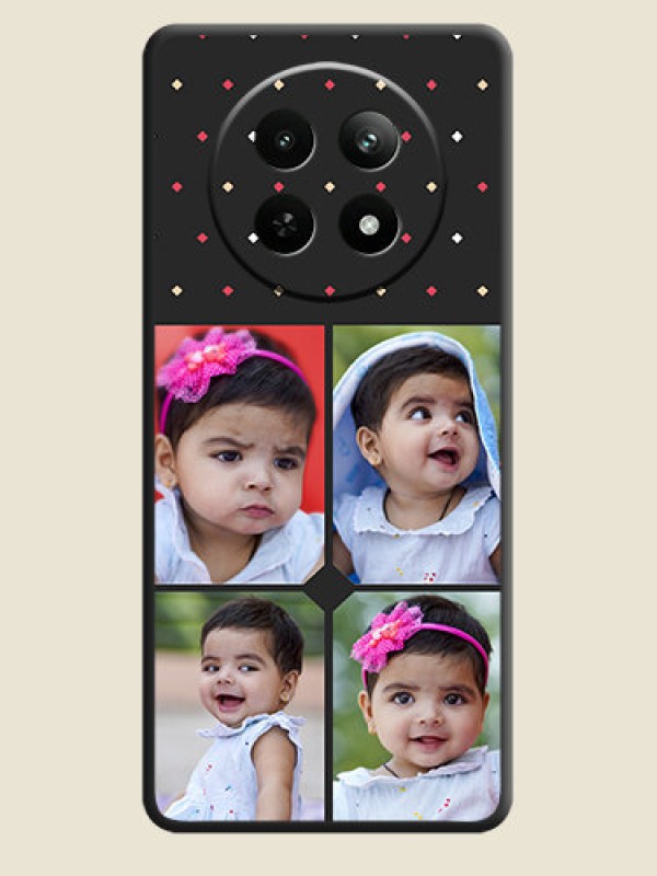 Custom Multicolor Dotted Pattern with 4 Image Holder on Space Black Custom Soft Matte Phone Cases - Realme C65 5G
