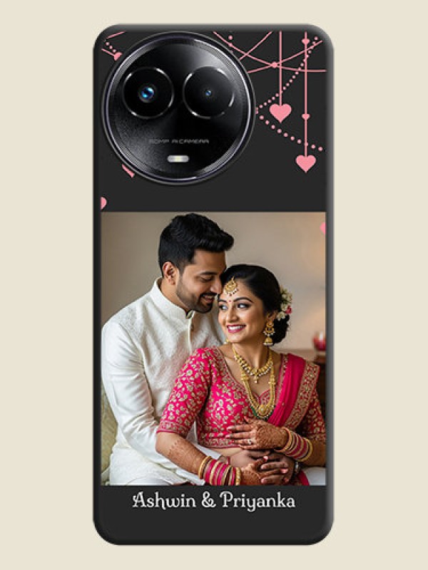Custom Pink Love Hangings with Text on Space Black Custom Soft Matte Back Cover - Realme C67 5G