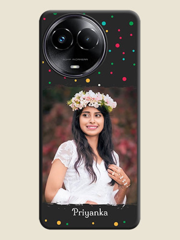 Custom Multicolor Dotted Pattern with Text on Space Black Custom Soft Matte Phone Back Cover - Realme C67 5G