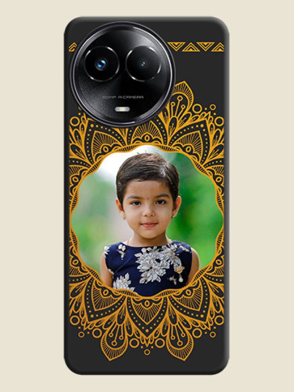 Custom Round Image with Floral Design - Photo on Space Black Soft Matte Mobile Cover - Realme C67 5G