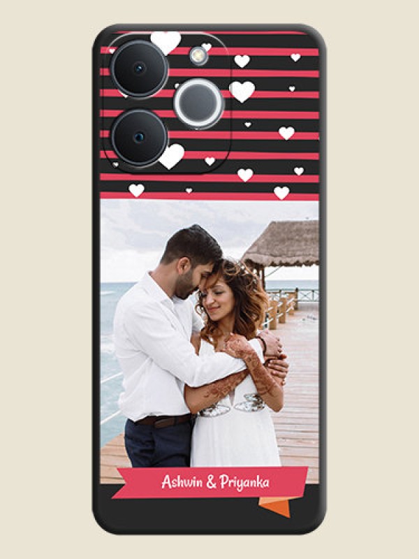 Custom White Color Love Symbols with Pink Lines Pattern On Space Black Custom Soft Matte Mobile Back Cover - Realme C71 4G