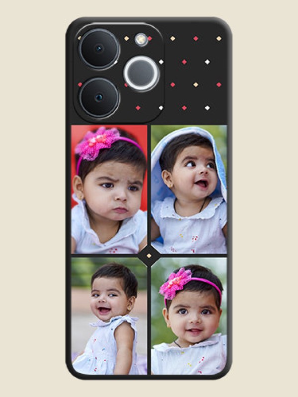 Custom Multicolor Dotted Pattern with 4 Image Holder On Space Black Custom Soft Matte Mobile Back Cover - Realme C71 4G
