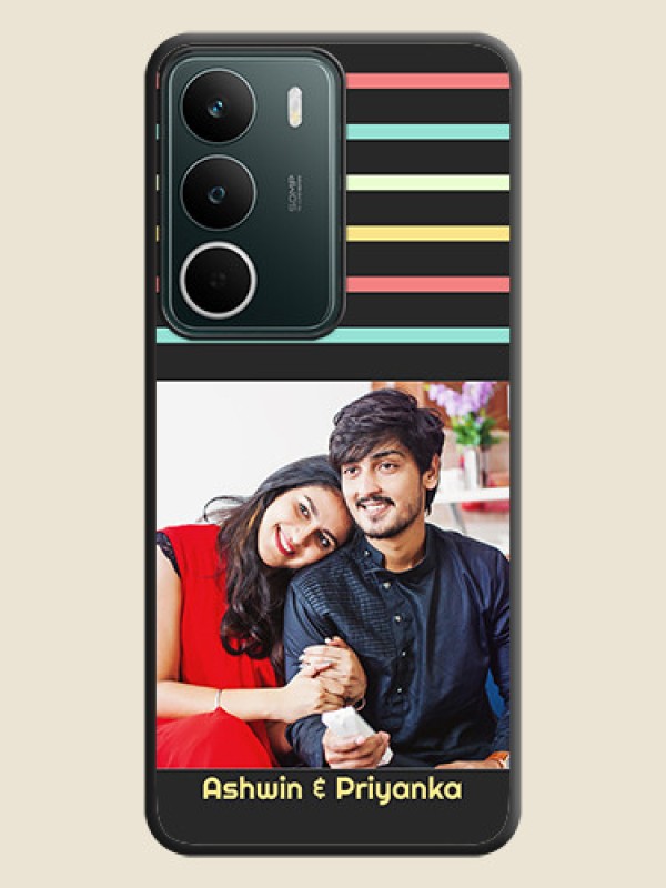 Custom Color Stripes with Photo and Text on Photo On Space Black Custom Soft Matte Mobile Back Cover - Realme C73 5G