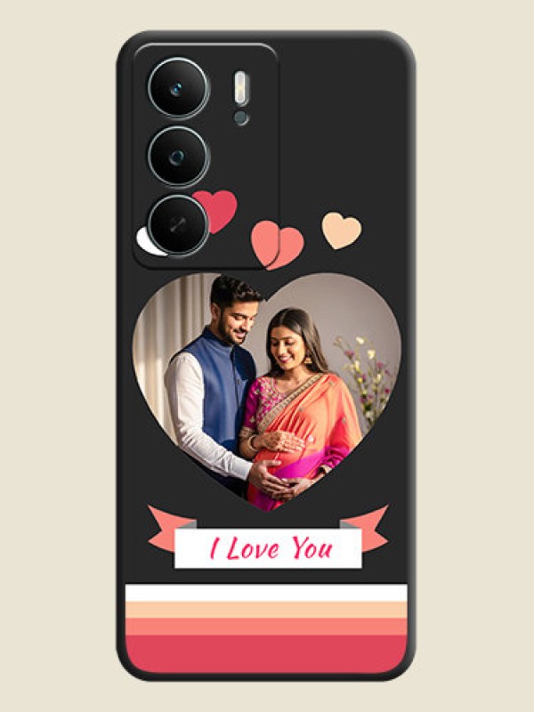 Custom Love Shaped Photo with Colorful Stripes On Space Black Custom Soft Matte Mobile Back Cover - Realme C75 5G