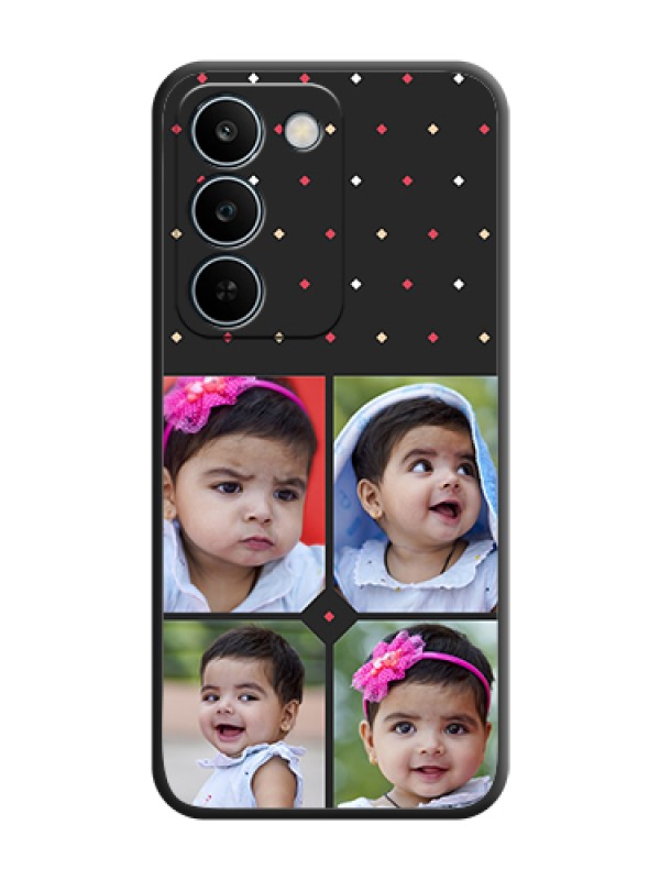Custom Multicolor Dotted Pattern with 4 Image Holder On Space Black Custom Soft Matte Mobile Back Cover - Realme C83 5G