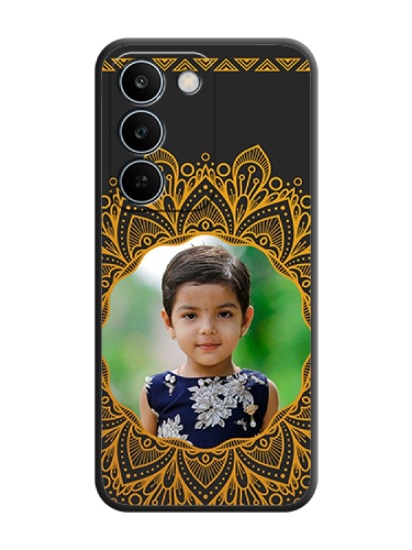 Custom Round Image with Floral Design On Space Black Custom Soft Matte Mobile Back Cover - Realme C83 5G