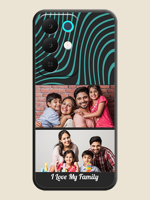 Custom Wave Pattern with 2 Image Holder On Space Black Custom Soft Matte Mobile Back Cover - Realme C85 5G