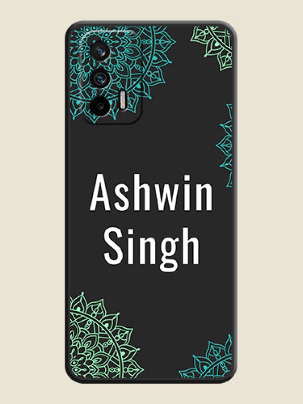 Custom Your Name with Floral Design on Space Black Custom Soft Matte Back Cover - Realme GT 5G