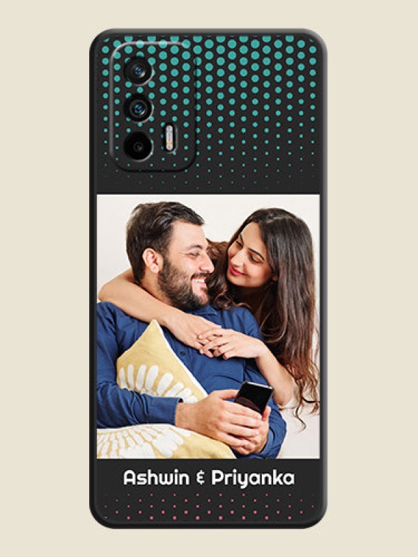 Custom Faded Dots with Grunge Photo Frame and Text on Space Black Custom Soft Matte Phone Cases - Realme GT 5G