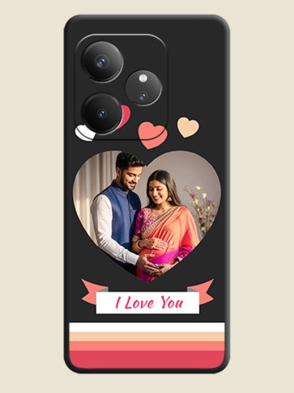 Custom Love Shaped Photo with Colorful Stripes On Space Black Custom Soft Matte Mobile Back Cover - Realme GT 6