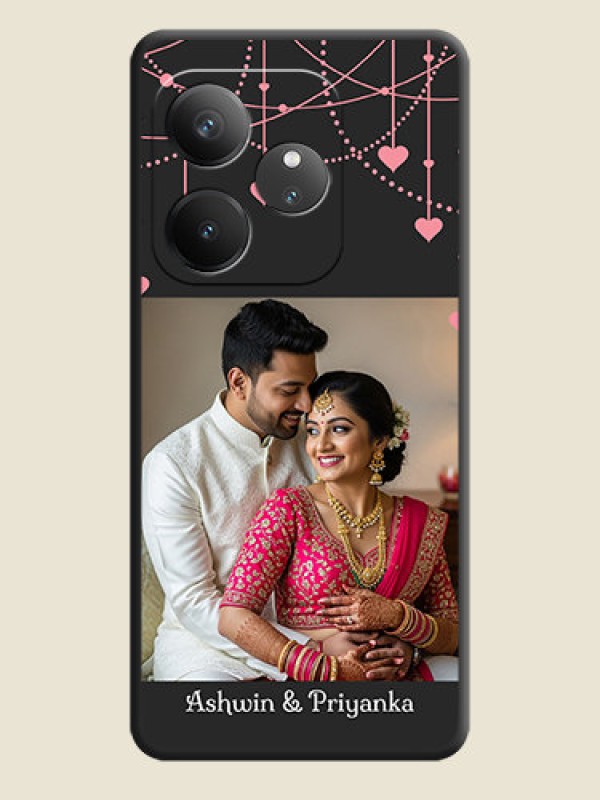 Custom Pink Love Hangings with Text On Space Black Custom Soft Matte Mobile Back Cover - Realme GT 6