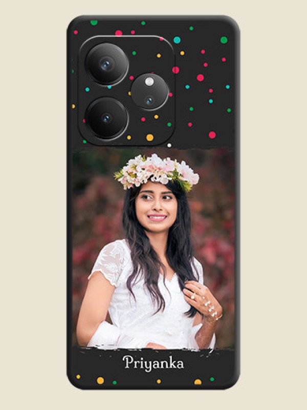 Custom Multicolor Dotted Pattern with Text On Space Black Custom Soft Matte Mobile Back Cover - Realme GT 6