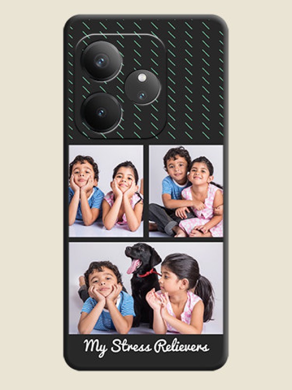 Custom Cross Dotted Pattern with 2 Image Holder On Space Black Custom Soft Matte Mobile Back Cover - Realme GT 6